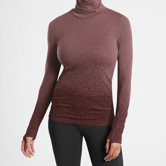 ATHLETA FINELY RIBBED FLURY BLIZZARD GRADIENT OMBRE TURTLENECK SMALL - Picture 1 of 10